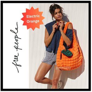 Free People Quilted Carryall Tote Bag - Electric Orange